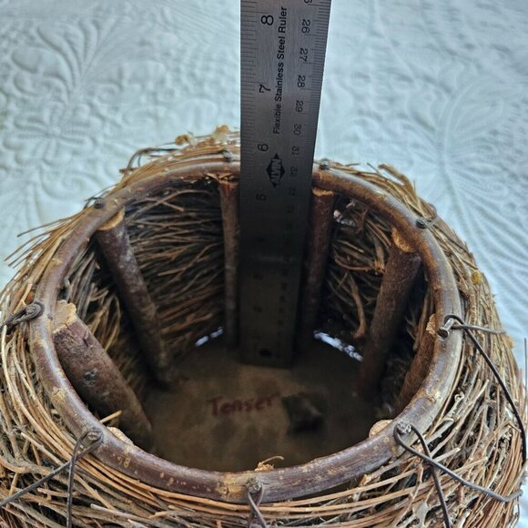 Tenser Handmade Rustic Twig & Wicker Basket With Wooden Supports - Picture 6 of 9